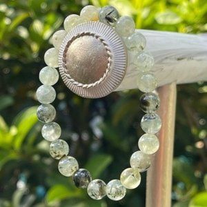 8mm Green Prehnite Chakra Stretch Bead Bracelet